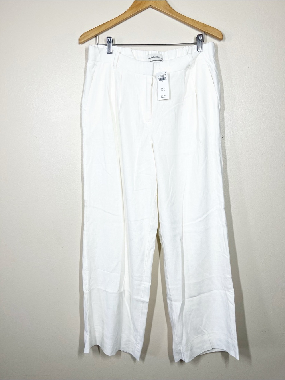 Abercrombie & Fitch A&F Sloane Low Rise Tailored Linen-Blend Pants White 31 / 12